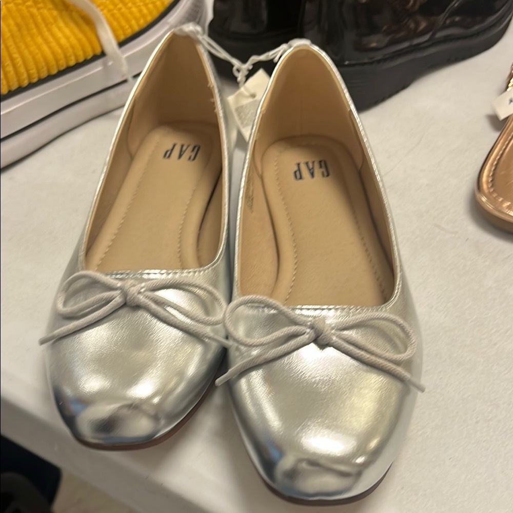 GAP Shiny Silver Women's Flats with Bow
